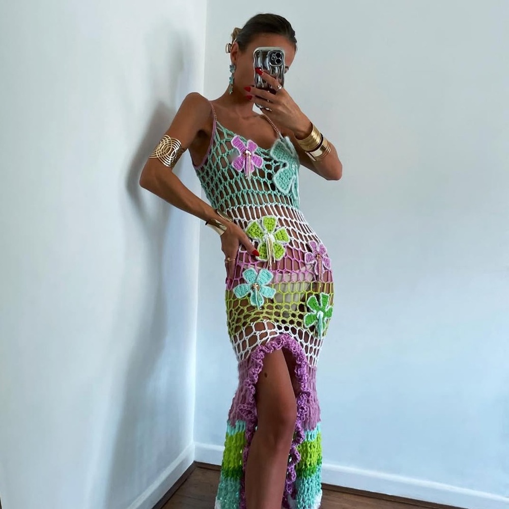 Handmade Floral Crochet Maxi Dress